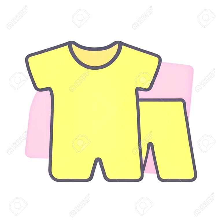 Pajamas color icon. Nightwear. Shorts and t-shirt. Isolated vector illustration