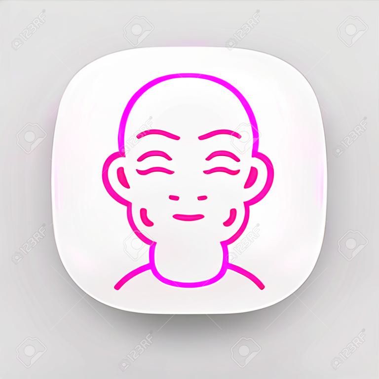 얼굴 붓기 앱 아이콘입니다. 아나필락시스, 알레르기. 땅콩 심한 알레르기 반응. UI/UX 사용자 인터페이스. 유행성 이하선염 전염병. 웹 또는 모바일 애플리케이션. 벡터 격리 된 그림