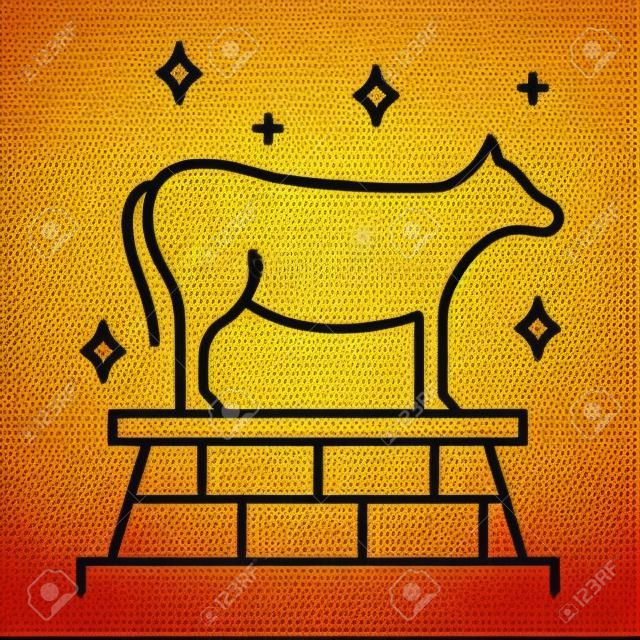 Golden Calf Bible story color icon. Animal idol, bull representation. Religious legend. Christian religion, holy book scene plot. Exodus Biblical narrative. Isolated vector illustration