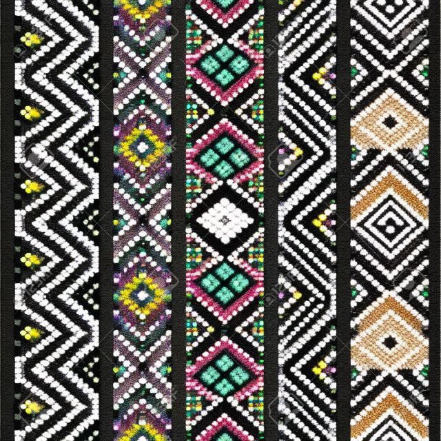 Diseño de abalorios, diseño tribal, abalorios tribales, collar de abalorios, abalorios africanos, patrón étnico sin costuras, cruz de bordado, cuadrados, diamantes, chevrones.
