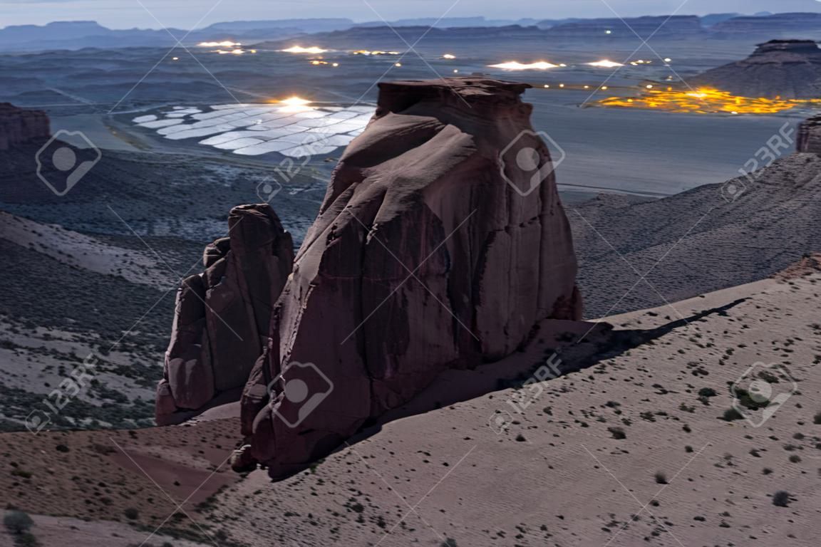 Rock formations in desert valley