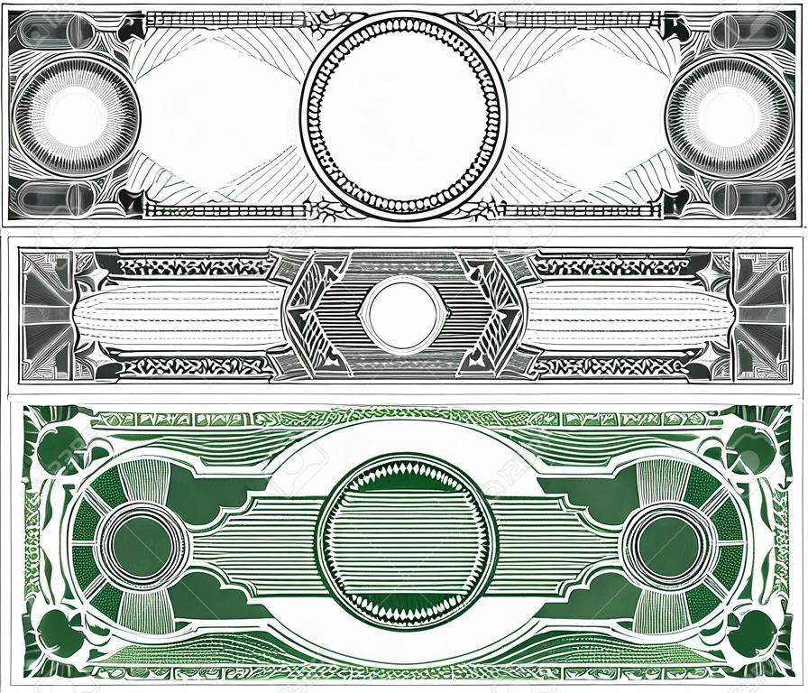 Leere Banknote Layout mit Vorderseite und reverse basierend auf Dollar-Schein