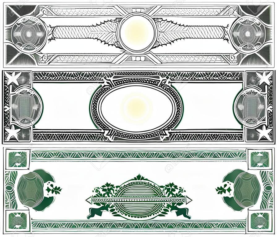 Blank banknote layout with obverse and reverse based on dollar bill