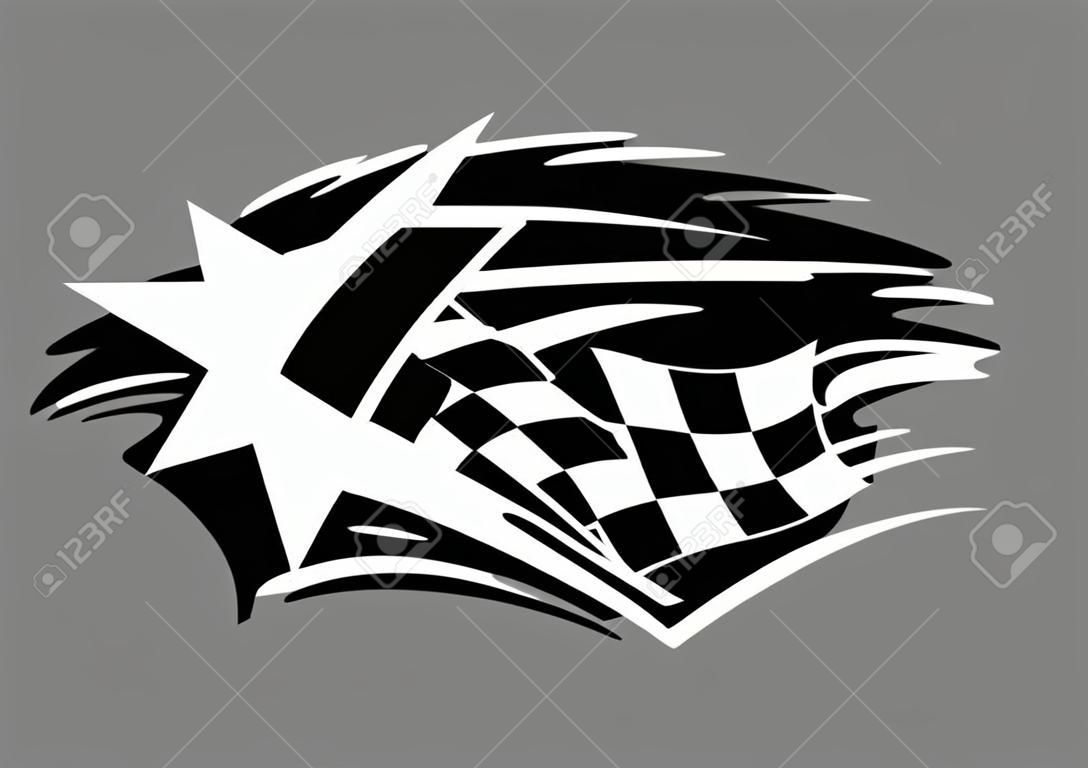 모터 스포츠 디자인을위한 깃발과 별이있는 레이싱 아이콘