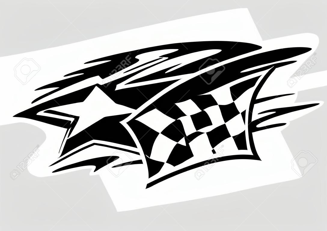 Racing icon with flag and star for motorsport design