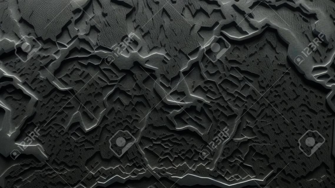 Modelo impresso em 3D de relevo terrestre com alturas topográficas de montanhas e profundidade dos oceanos