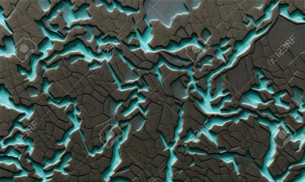 3D gedrukt model van aarde reliëf met topografische hoogten van bergen en diepte van oceanen