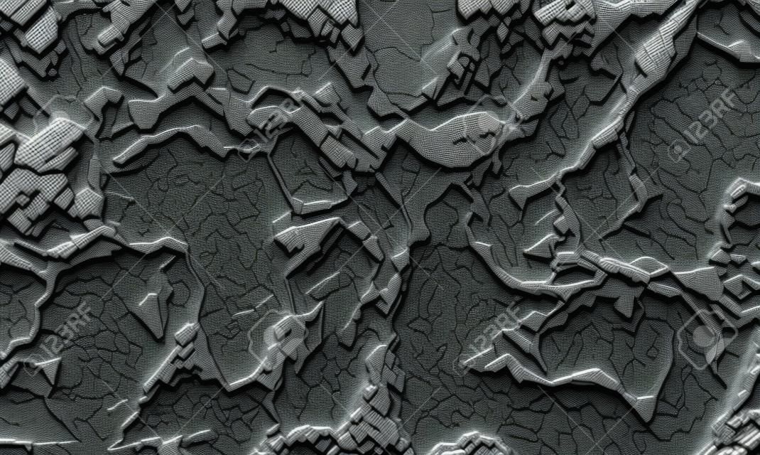 3D-gedrucktes Modell eines Erdreliefs mit topographischen Höhen der Berge und Tiefe der Ozeane