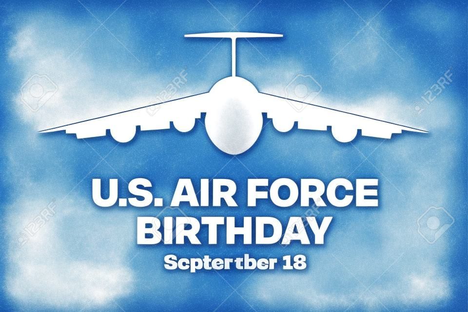 U.S. Air Force Birthday. September 18. Holiday concept. Template for background, banner, card, poster with text inscription. Vector illustration.