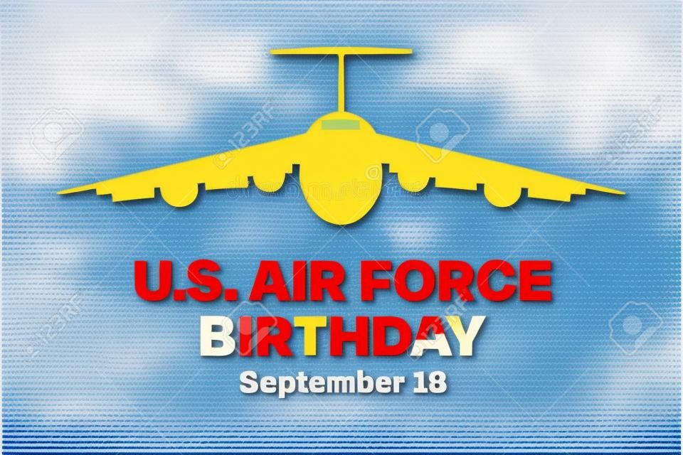 U.S. Air Force Birthday. September 18. Holiday concept. Template for background, banner, card, poster with text inscription. Vector illustration.
