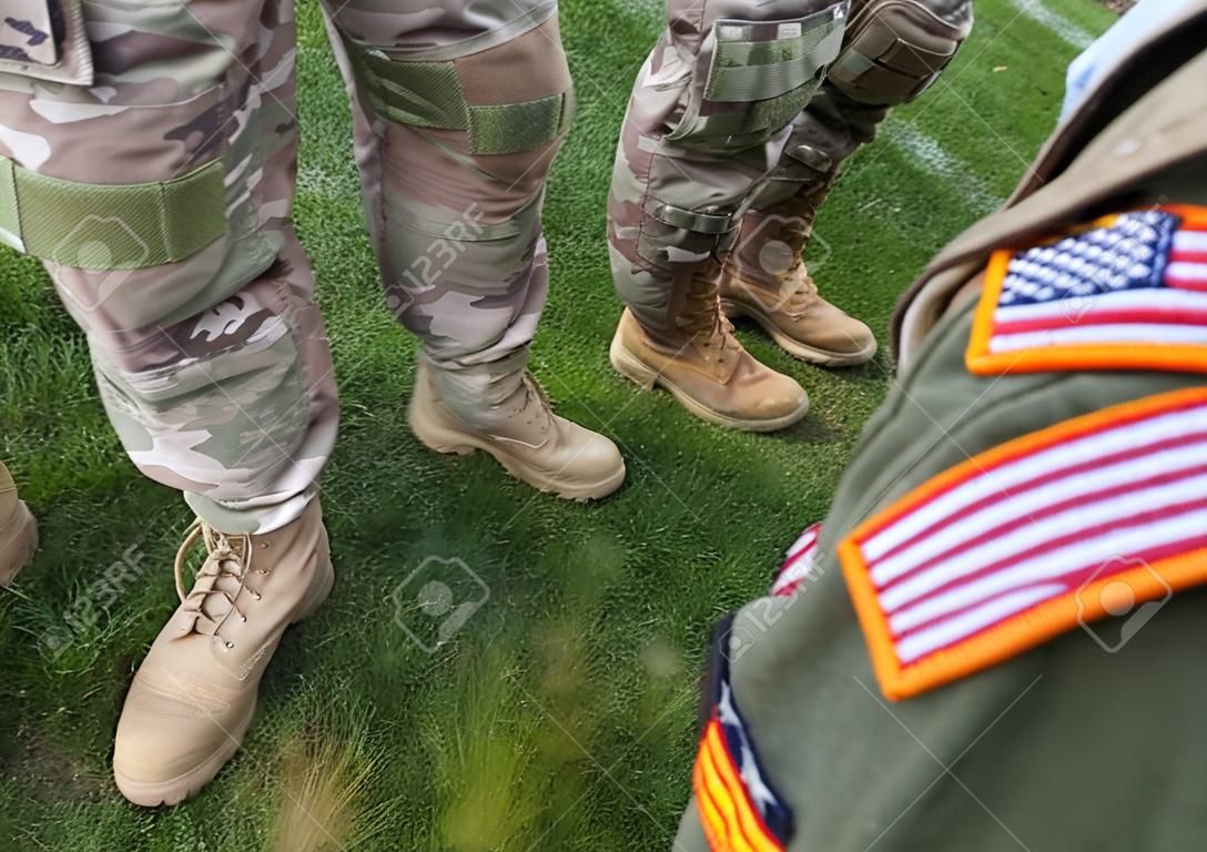 Bandeira do patch dos EUA no braço dos soldados