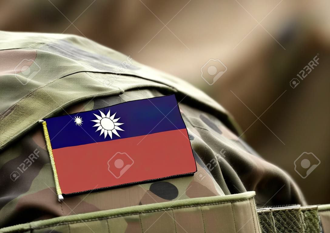 Flag of Taiwan on military uniform (collage).