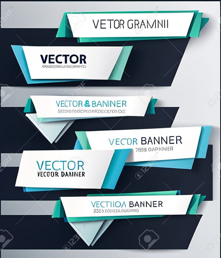 Vector infographic origami banners set.