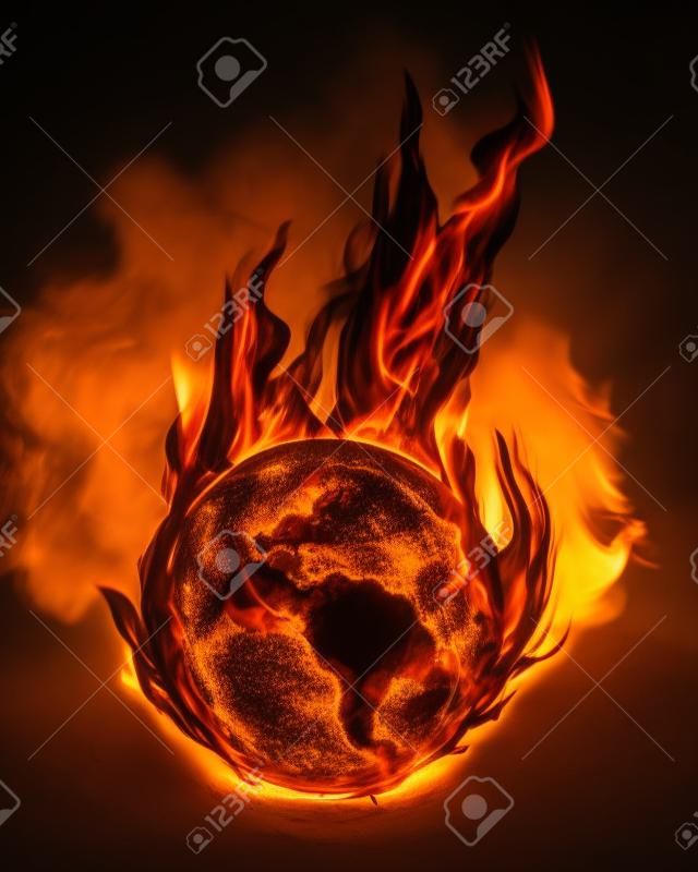 Globe dans le feu et la fumée