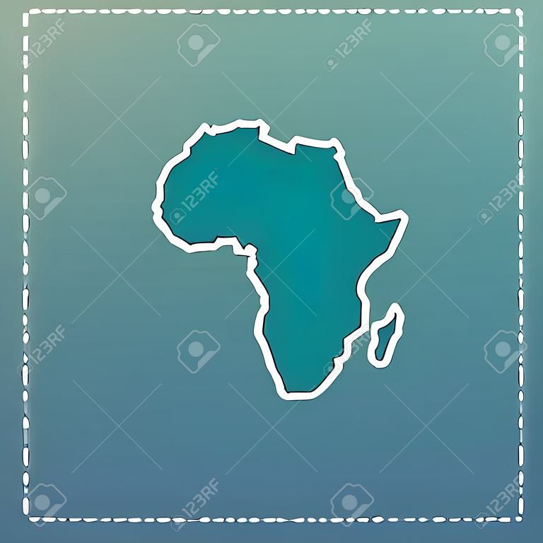 Africa Map. White flat icon with black stroke on blue background