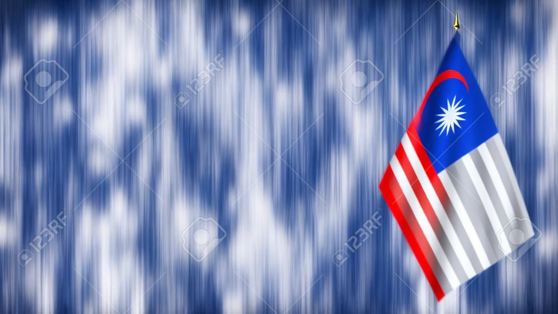 Pequenas bandeiras da Malásia em um fundo desfocado abstrato