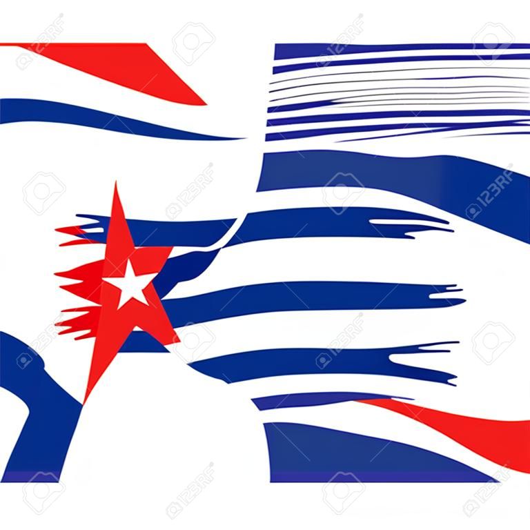 Küba bayrağı, beyaz bir arka plan üzerinde vektör çizim