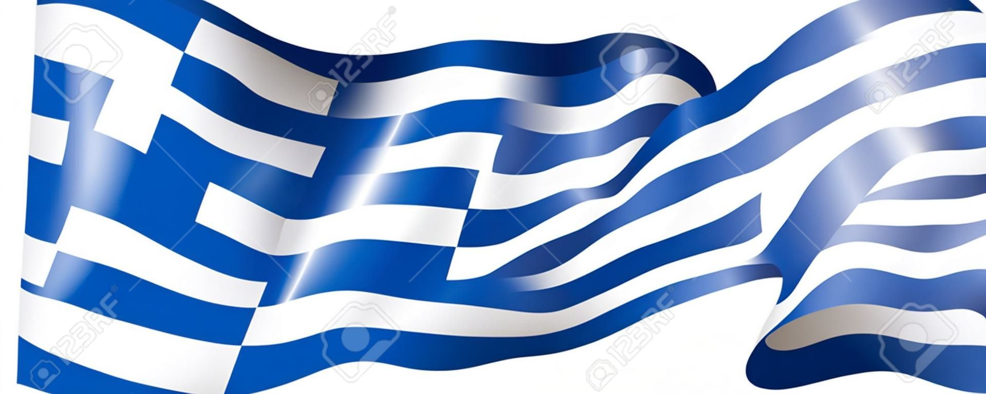ギリシャの旗、白い背景にベクトルイラスト