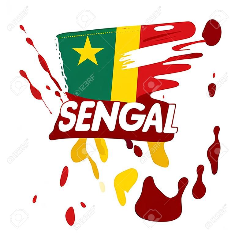 Senegal-Flagge, Vektorillustration auf weißem Hintergrund