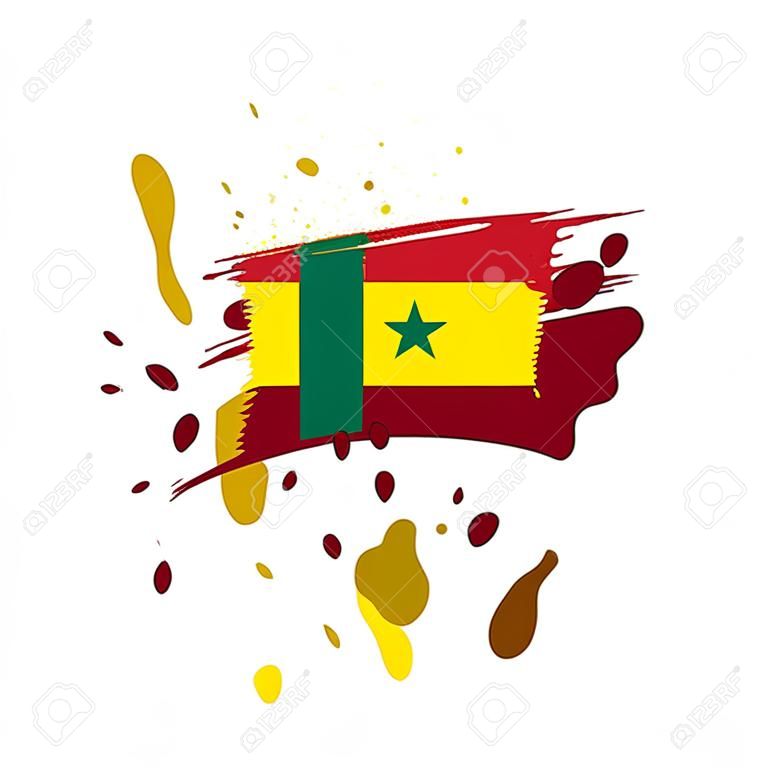 Senegal-Flagge, Vektorillustration auf weißem Hintergrund