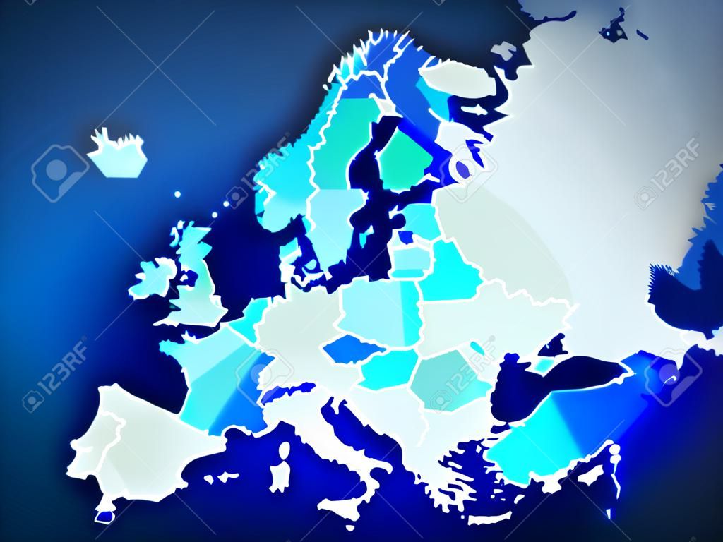 歐洲地圖多邊形，投光燈的地方