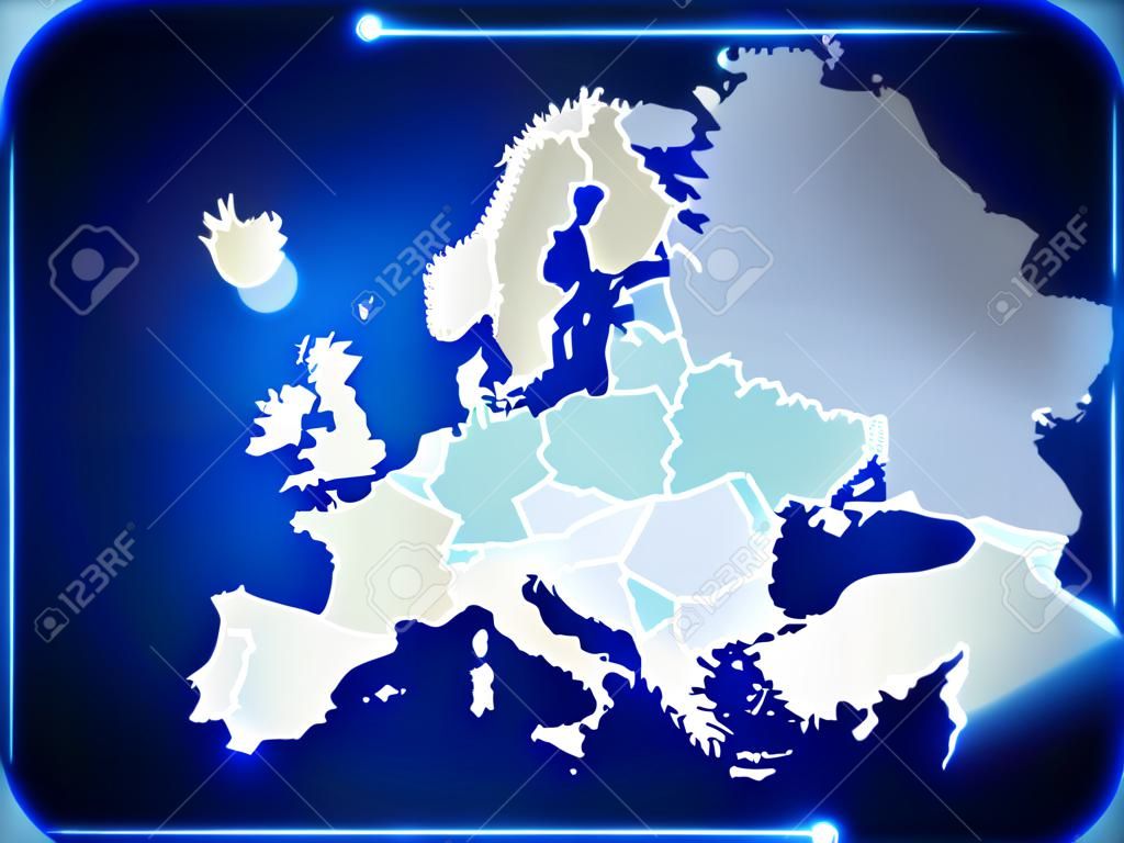 Európa térkép sokszögű spot lámpák helyek