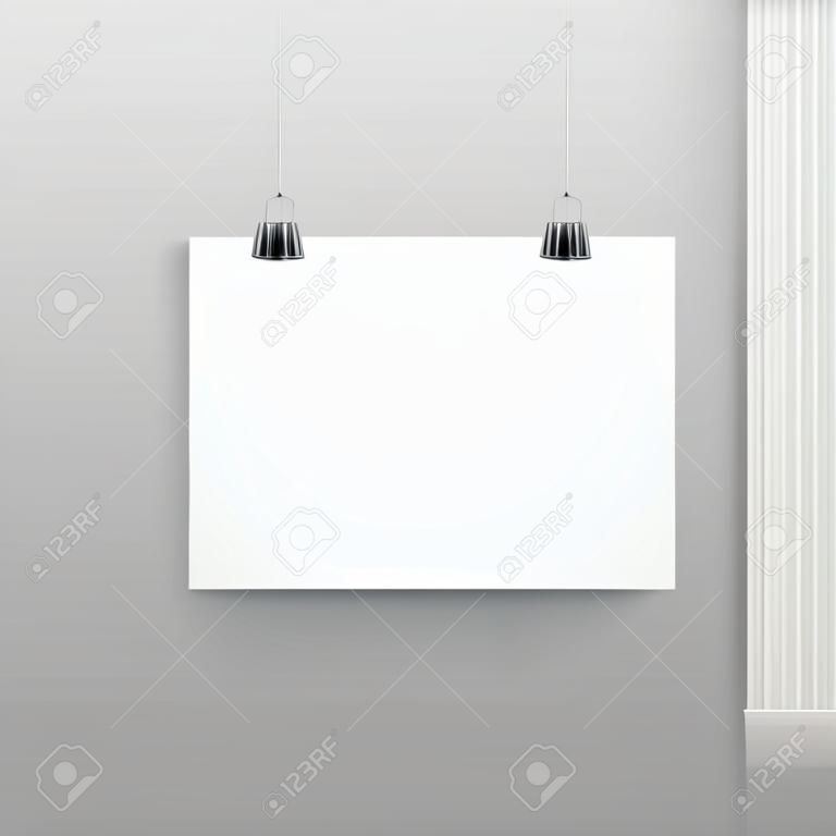 Vektör Beyaz Blank Paper Duvar Posteri Mockup