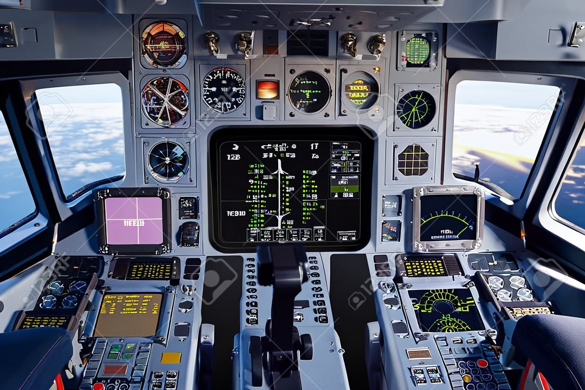 Cockpit of a passenger plane