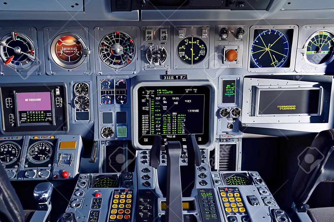 Cockpit of a passenger plane