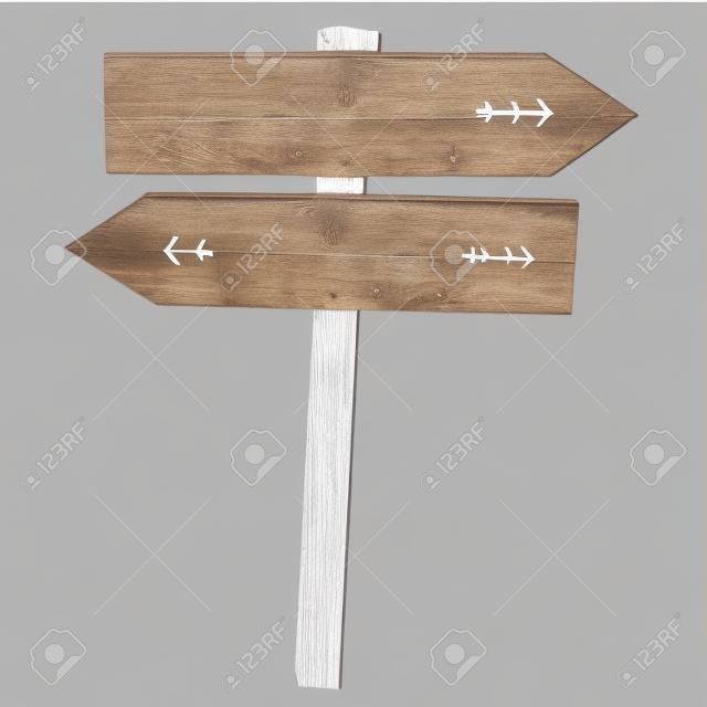 兩個空白木製方向指示牌箭頭十字路口隔離