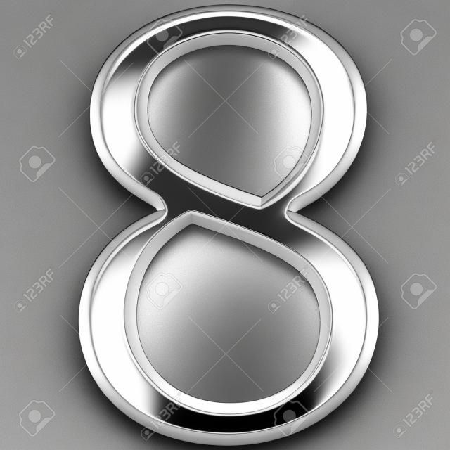 3d silver number 8 
