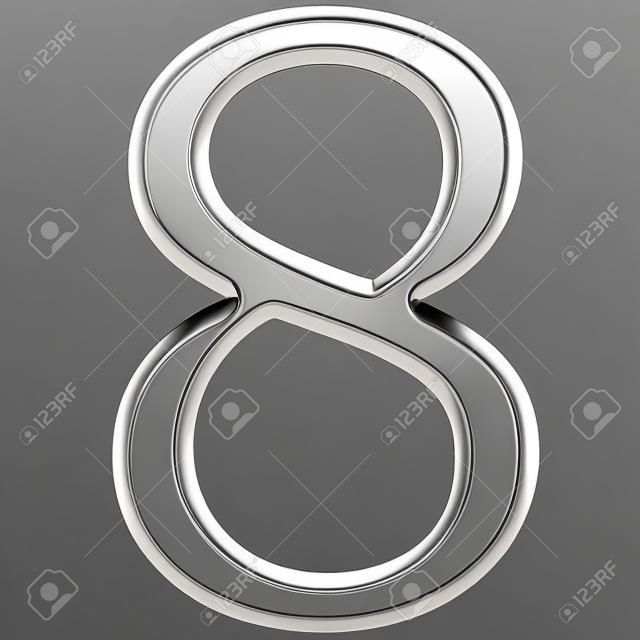 3d silver number 8 