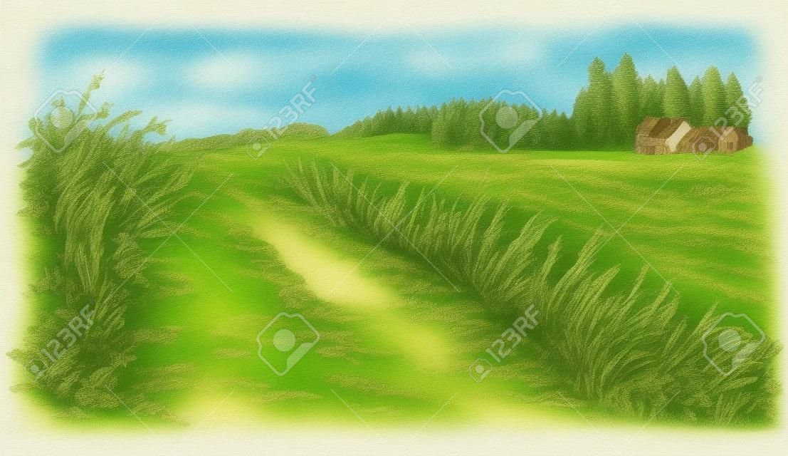 田舎の風景。●手描きセット。