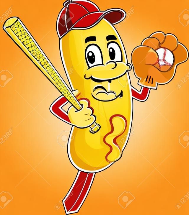 Corn Dog Cartoon Character gra w baseball
