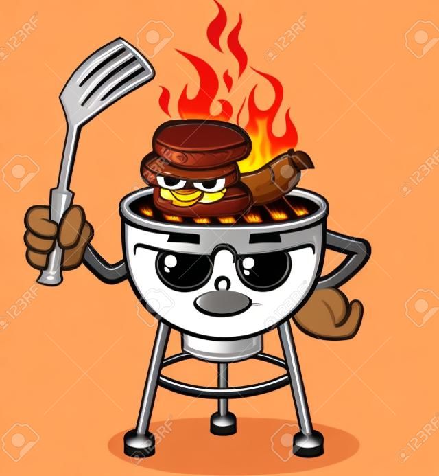 Barbecue Grill Cartoon Character z Attitude