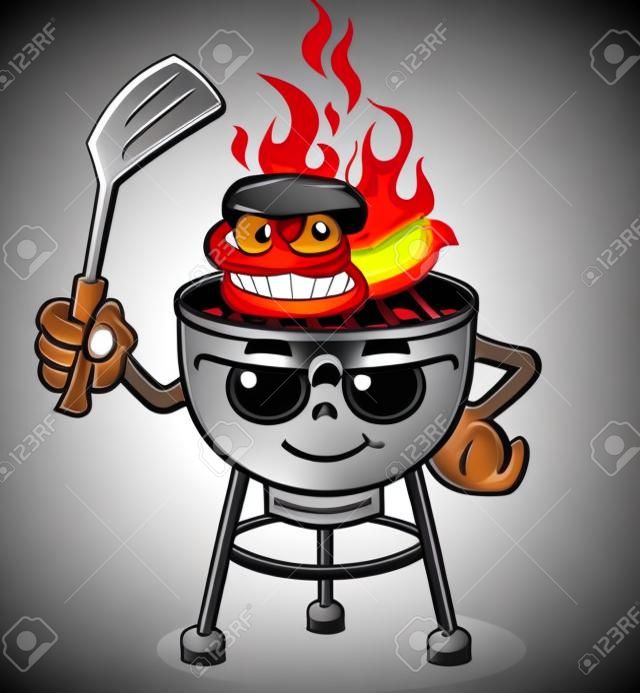 Barbecue Grill Cartoon Karakter met Attitude