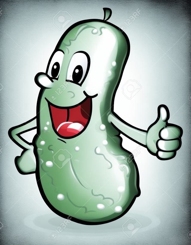 Sourire Caractère Thumbs Up Pickle Cartoon