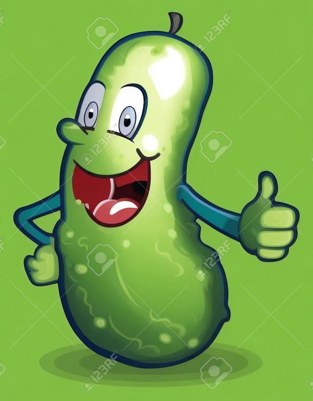 Sourire Caractère Thumbs Up Pickle Cartoon