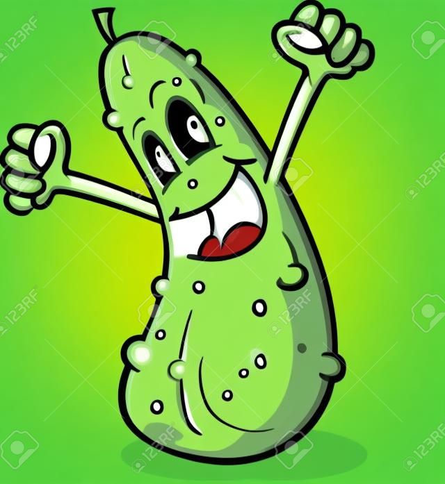 Pickle Cartoon Character Cheering