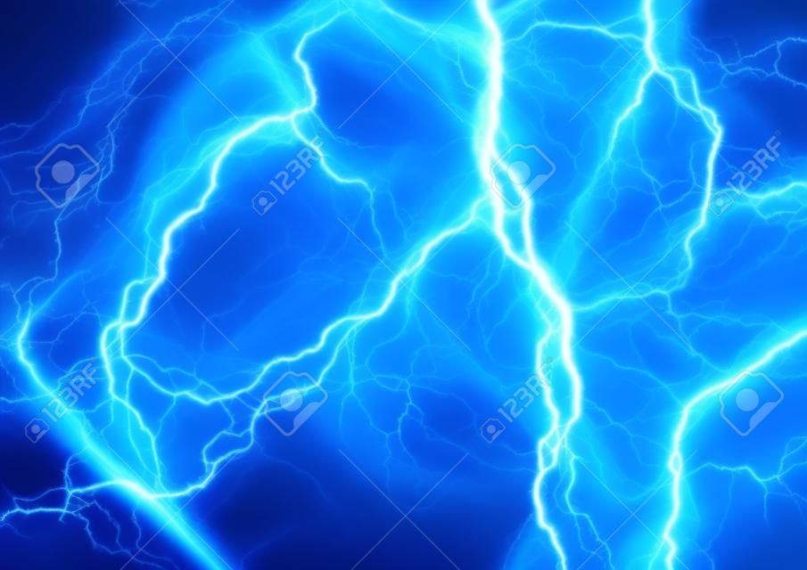 Niebieskie błyskawice elektryczne - abstrakcyjne tło elektryczne