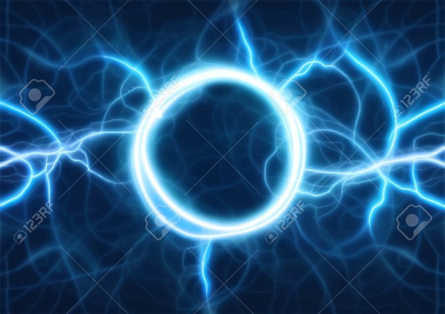 Blue lightning strike, electrical background