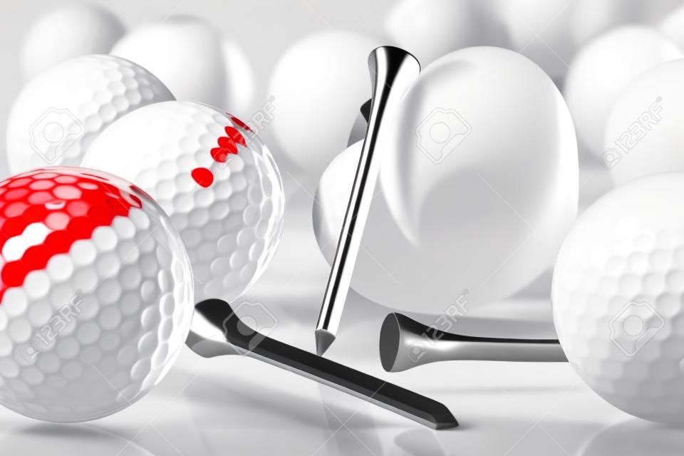 White golf balls and red heart on a glass table