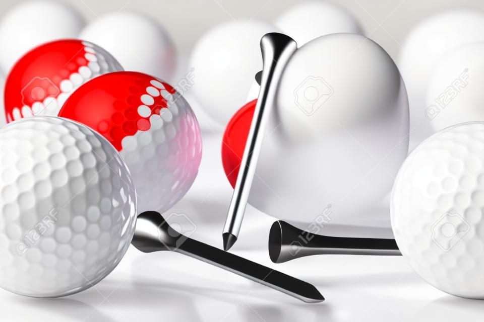 White golf balls and red heart on a glass table