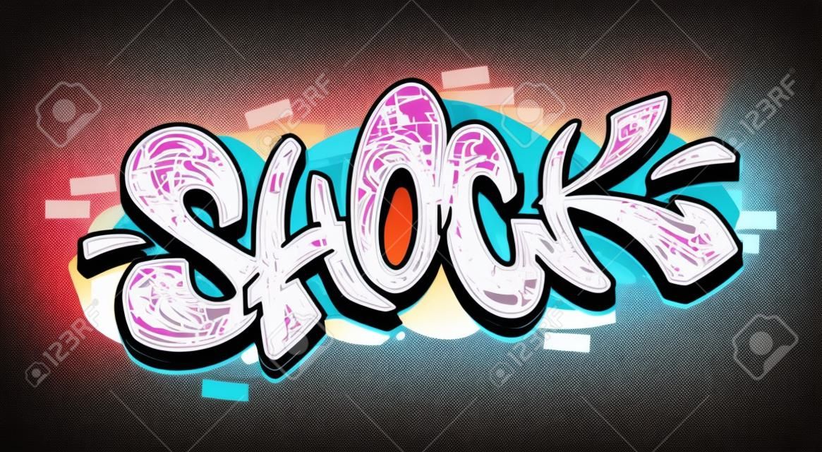 Carattere shock nell'illustrazione vettoriale stile graffiti