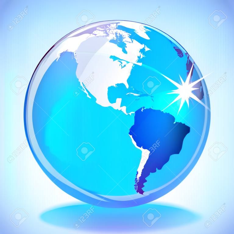 Мрамор голубой глобус, показывая на Тихий океан, Северную и Южную Америку и Атлантический океан.