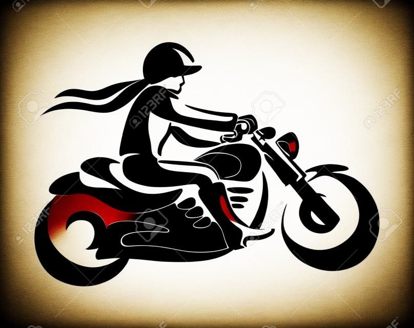 Lady motorcycle rider Logo