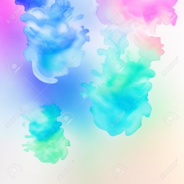 Tinta en agua aislado en blanco Arco iris de colores