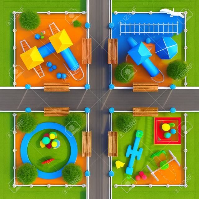 Top view playground image illustration