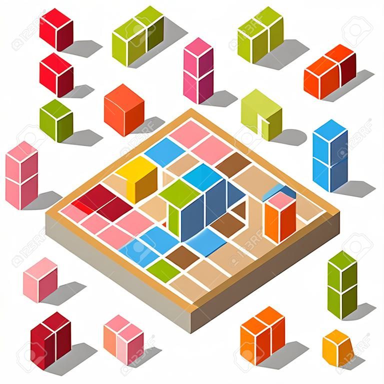Tetris. Isometry. Vector illustration.