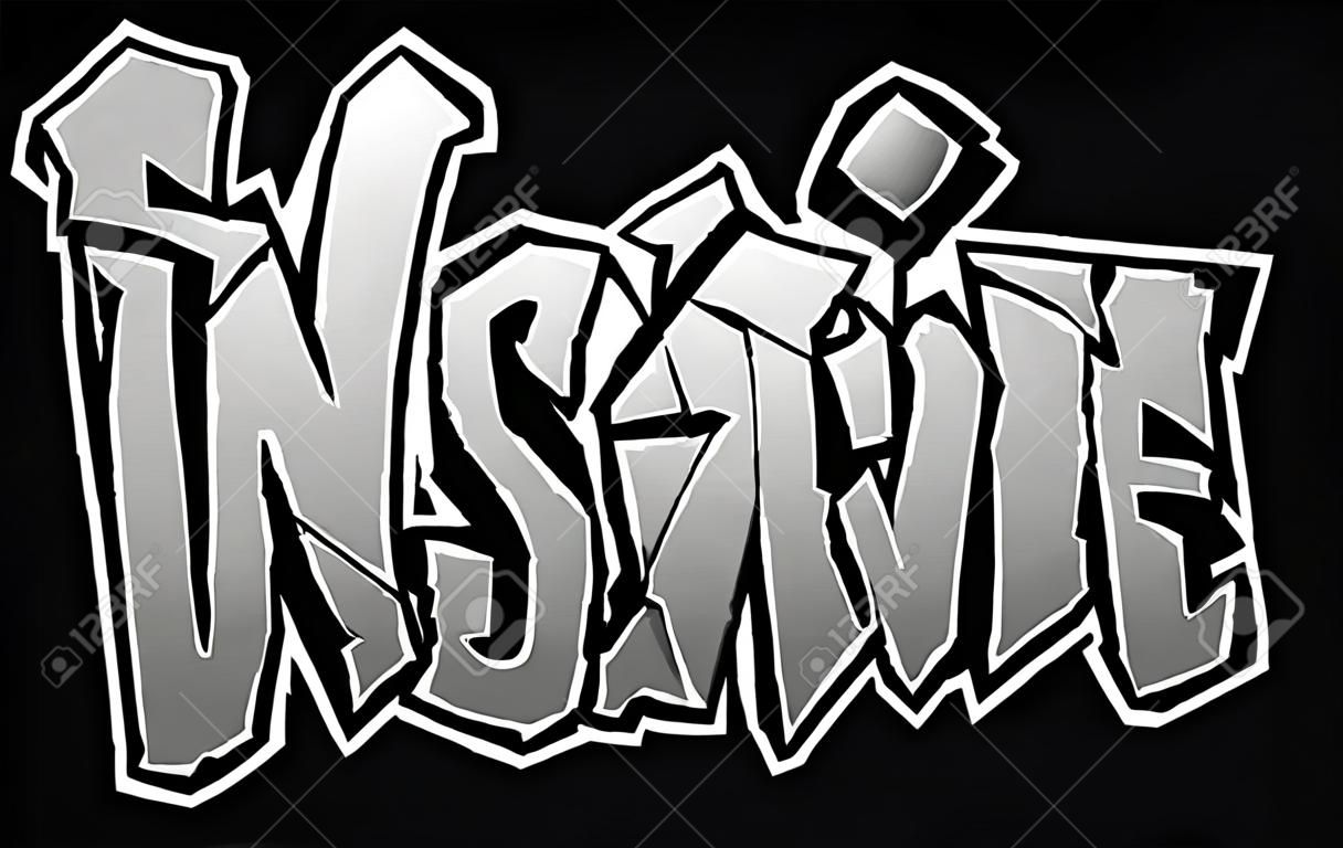 Inspire word trippy psychedelic graffiti style letters.Vector hand drawn doodle cartoon Inspire illustration. Funny cool trippy letters, fashion, graffiti style print for t-shirt, poster concept